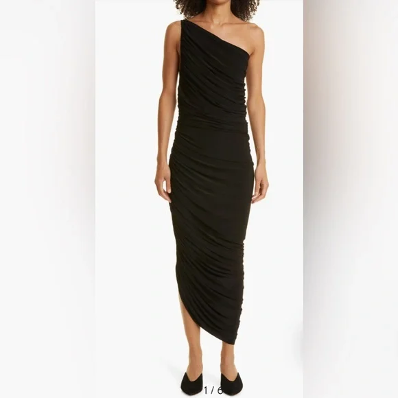 Norma Kamali Black One Shoulder Dress - Picture 1 of 8